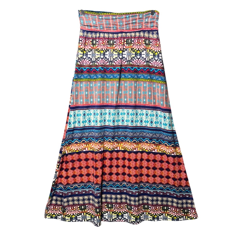 Joe B Benbasset Maxi Skirt Colorful Geometric Floral Print Boho Medium Stretch